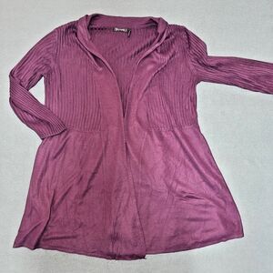 Daisy Fuentes Long Cardigan Sweater Womens Size Small Purple Open Front